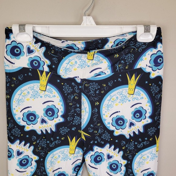Dren Designs‎ Royal Sugar Skull Polyester Spandex Ankle Leggings Extended Size - Picture 2 of 6